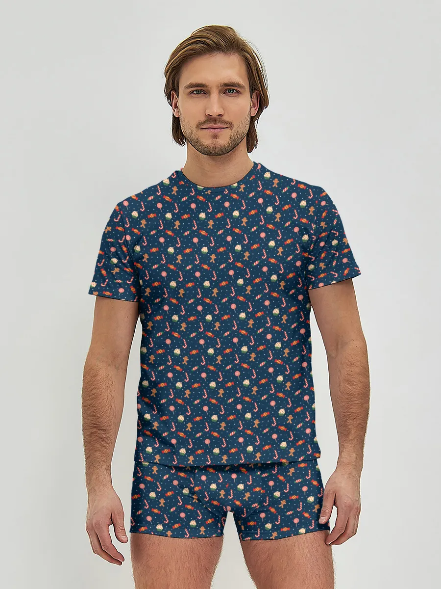 Мужские трусы с футболкой / Новогодний фон