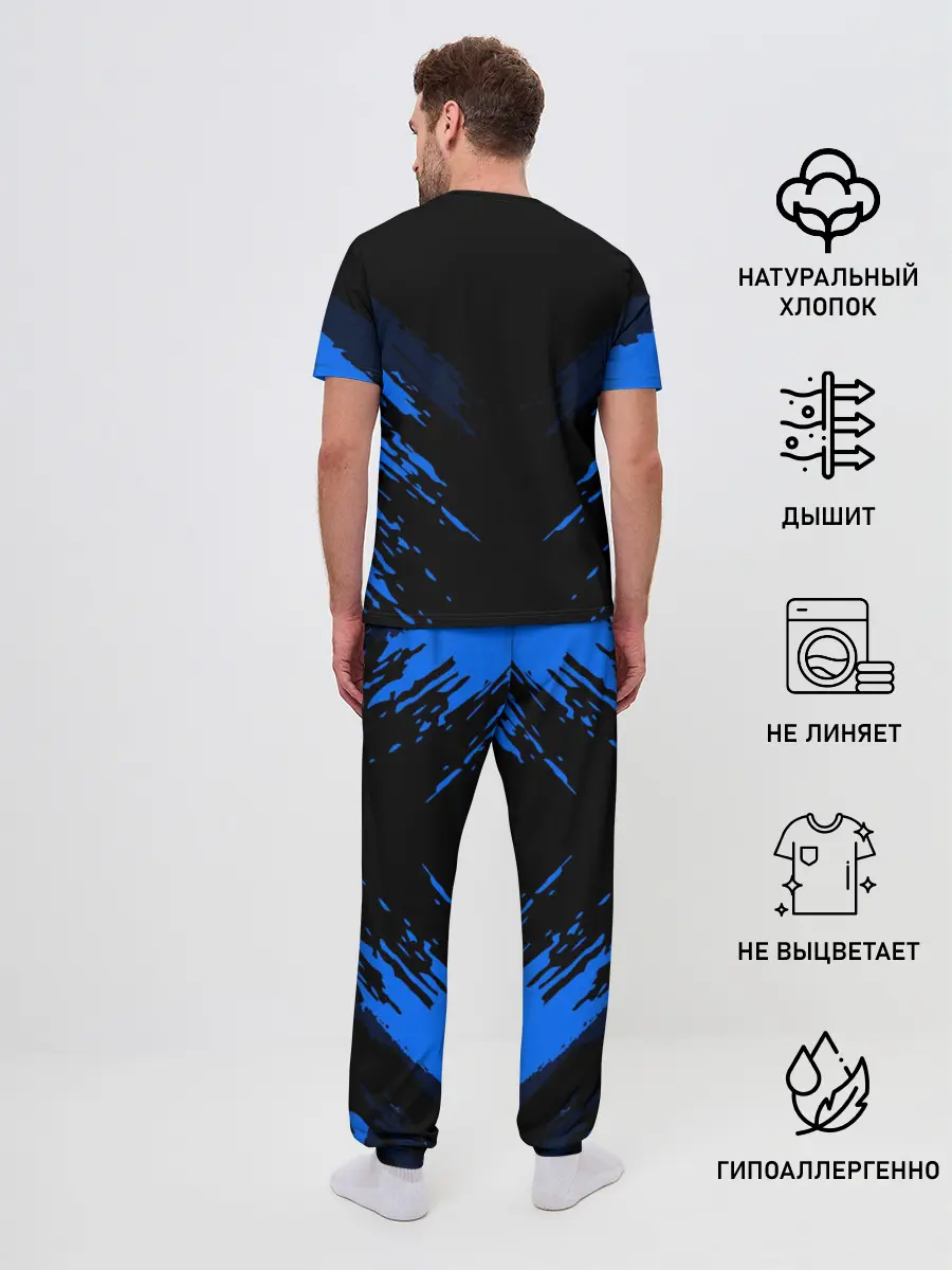 Мужская пижама с брюками / Russia-sport collection BLUE