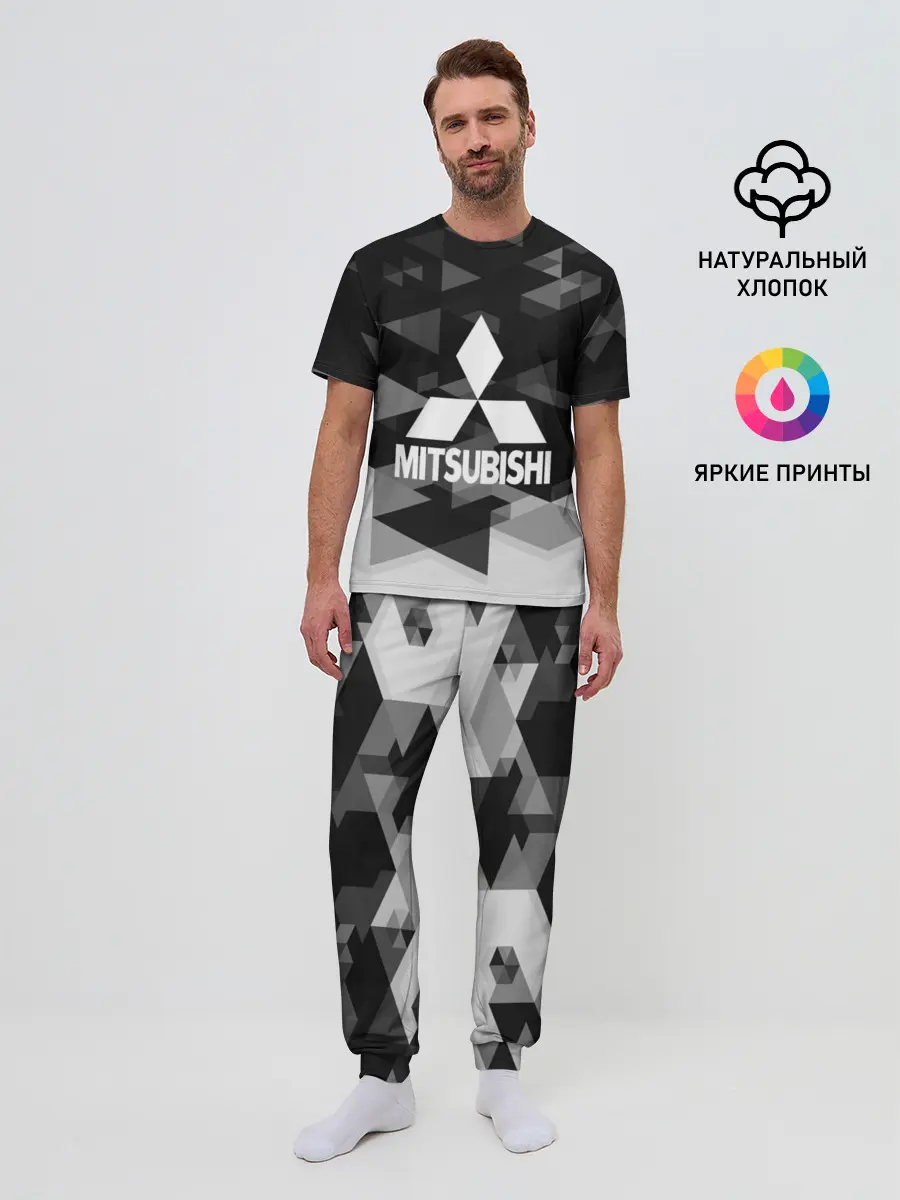 Мужская пижама с брюками / Mitsubishi sport geometry