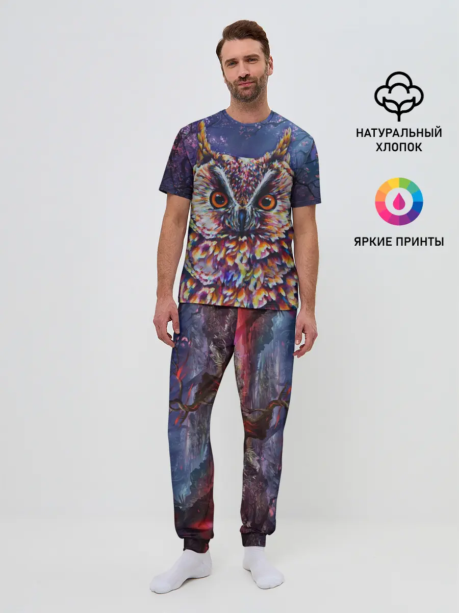 Мужская пижама с брюками / Сова