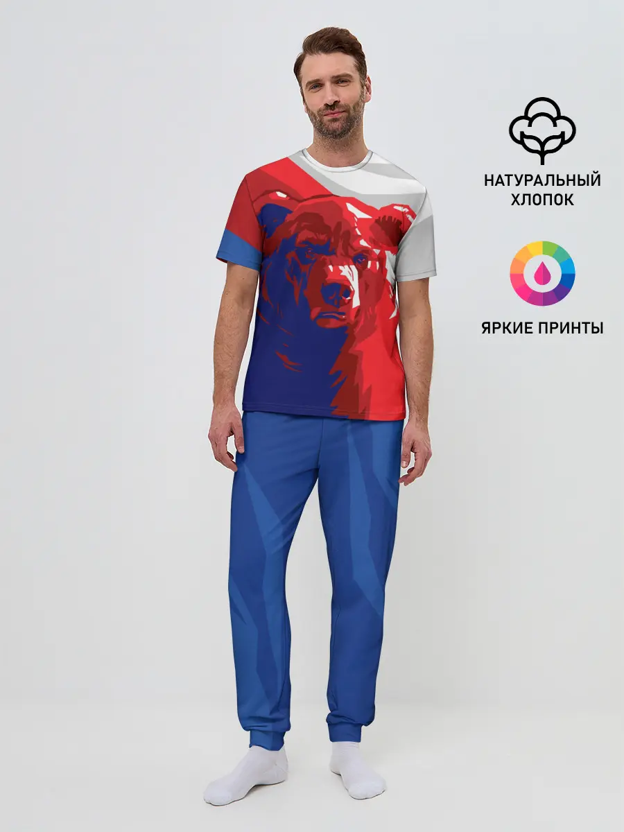 Мужская пижама с брюками / Российский медведь
