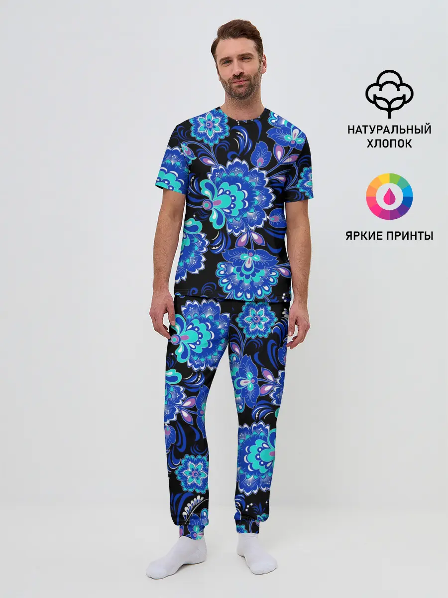 Мужская пижама с брюками / Хохлома