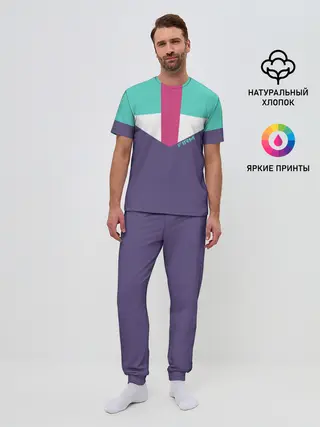 Мужская пижама с брюками / Стиль 90 х