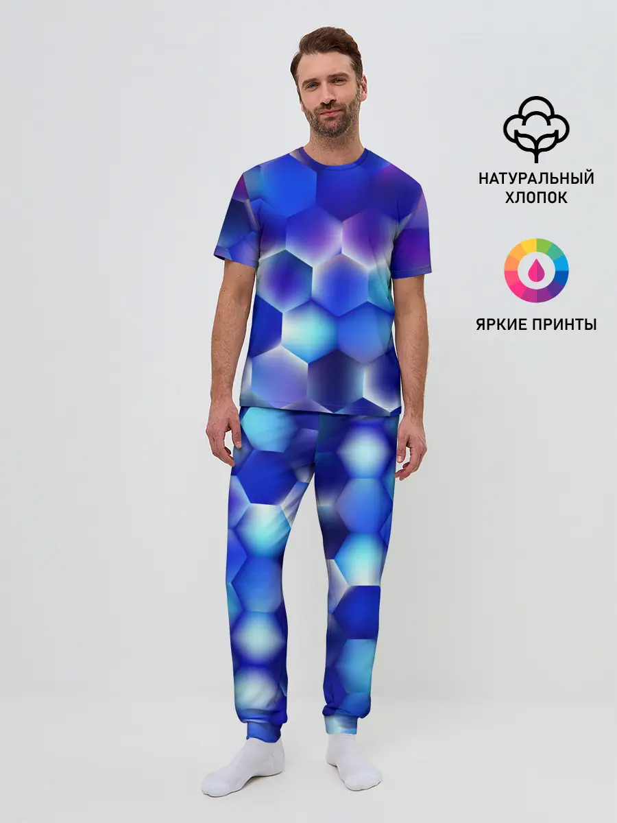 Мужская пижама с брюками / Синяя чешуя змеи