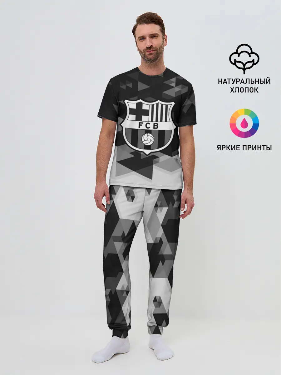 Мужская пижама с брюками / FC Barcelona sport geometry