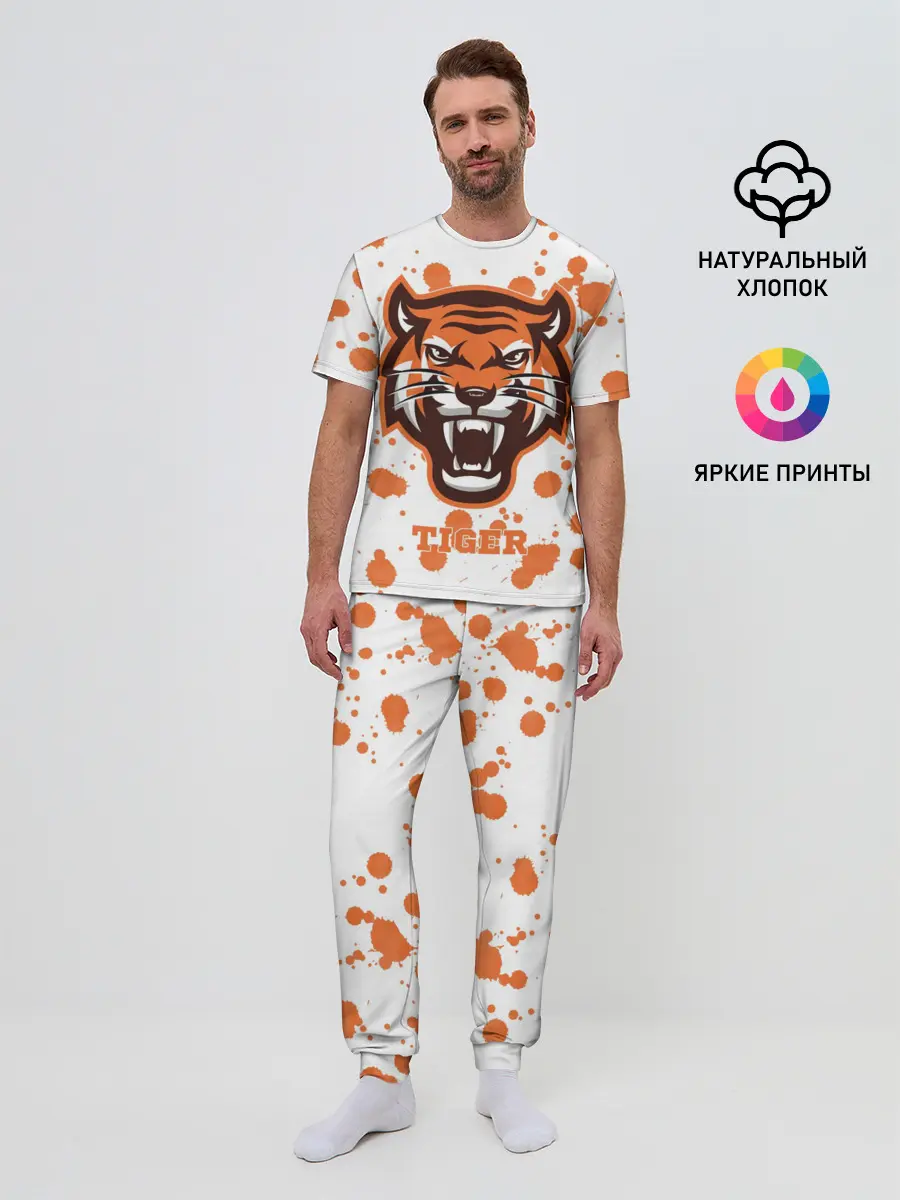 Мужская пижама с брюками / Огненный тигр