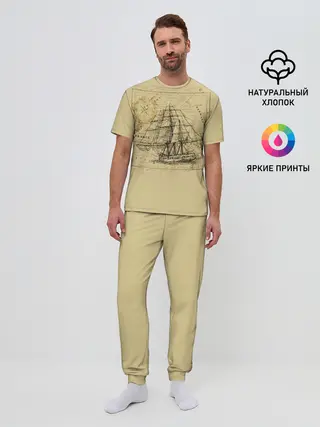 Мужская пижама с брюками / Старая карта