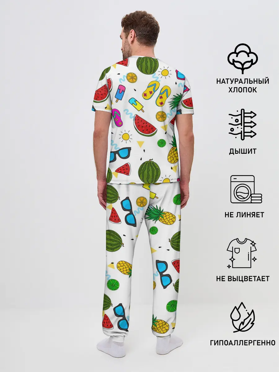 Мужская пижама с брюками / Летняя