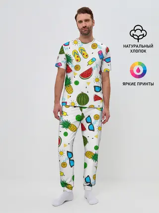 Мужская пижама с брюками / Летняя