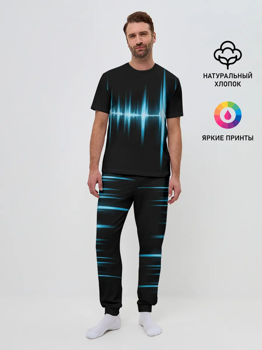 Мужская пижама с брюками / Текстура эквалайзера