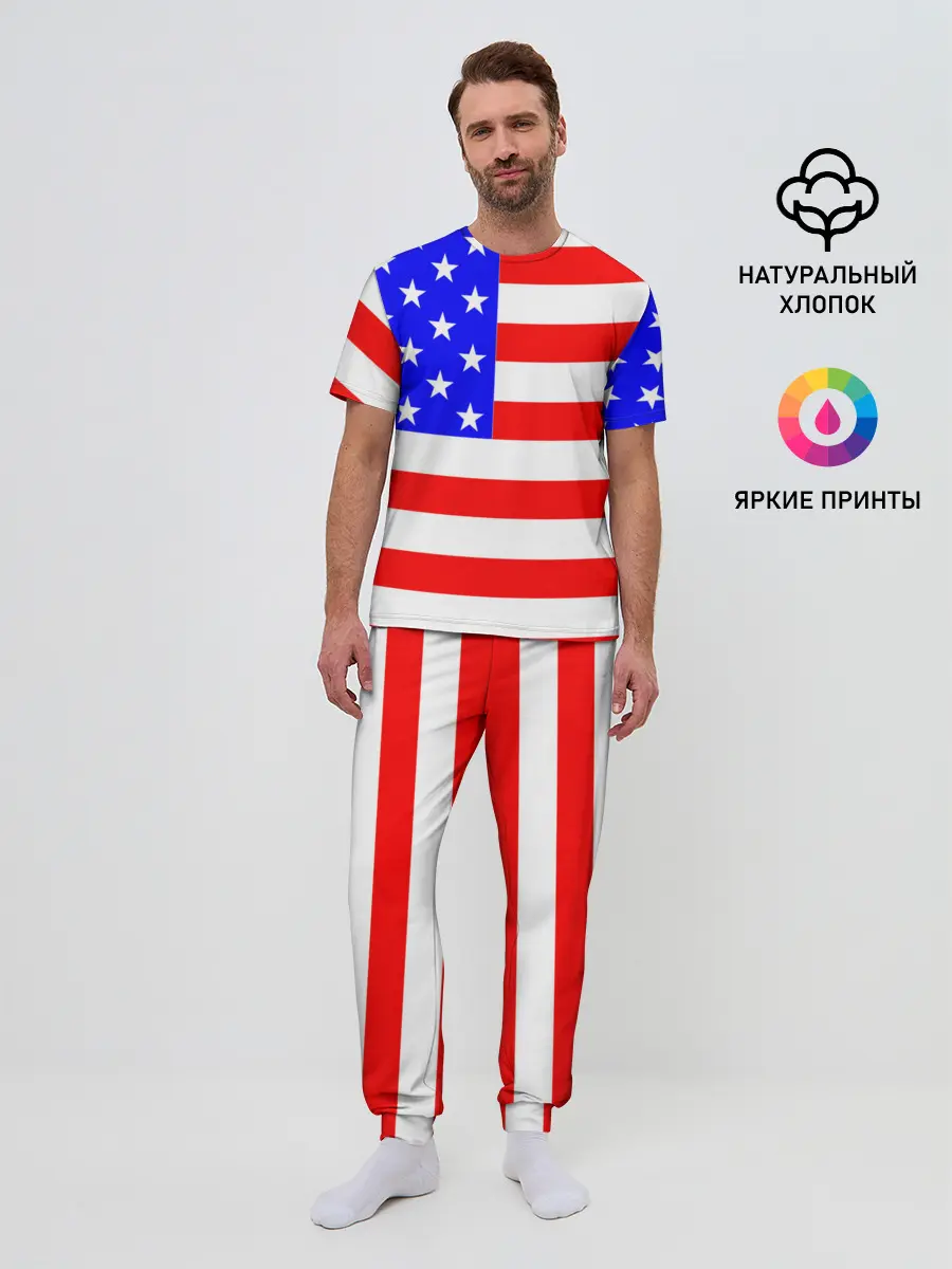 Мужская пижама с брюками / АМЕРИКАНСКИЙ ФЛАГ