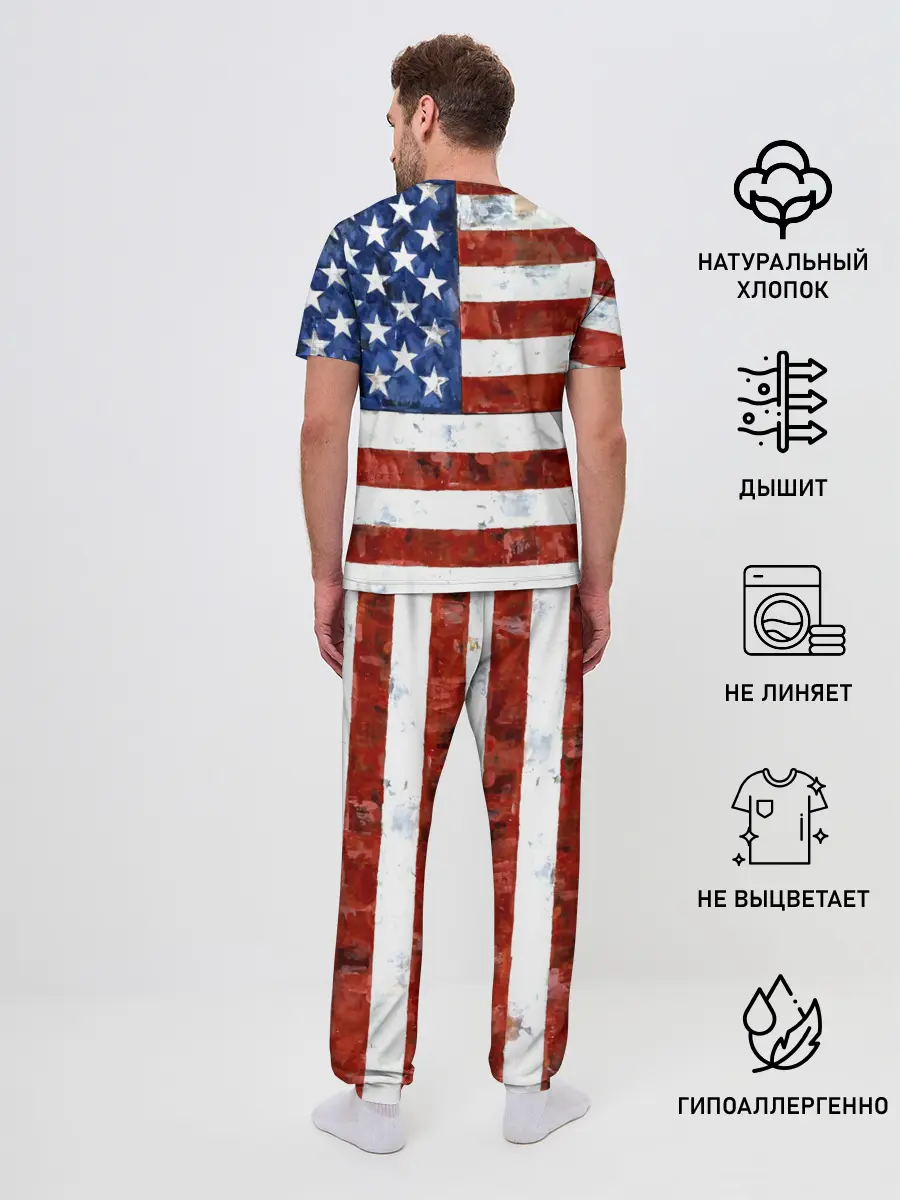 Мужская пижама с брюками / США ФЛАГ