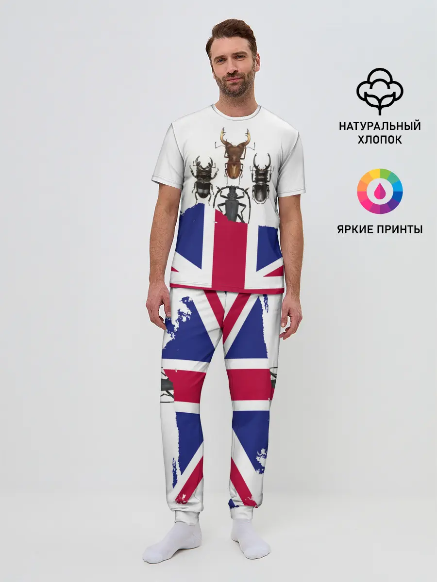 Мужская пижама с брюками / Жуки