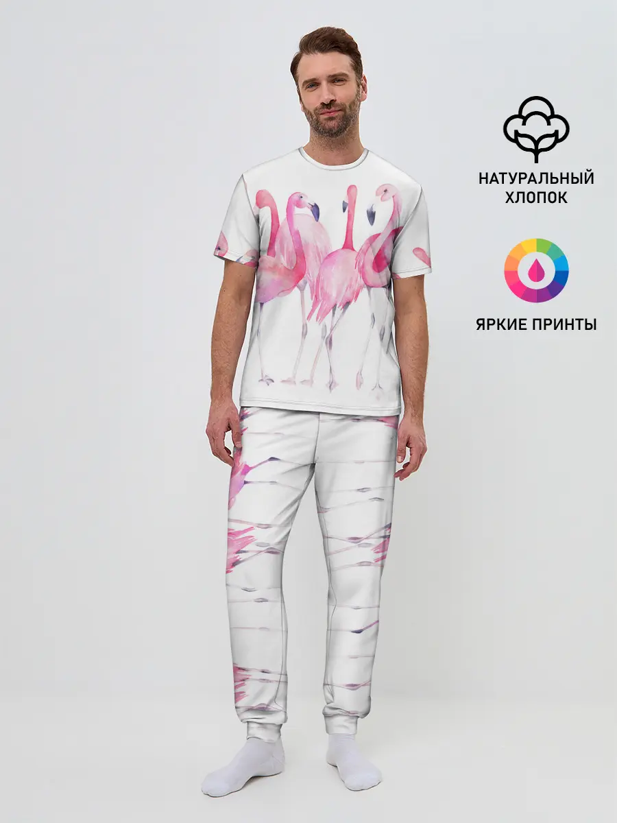 Мужская пижама с брюками / Фламинго
