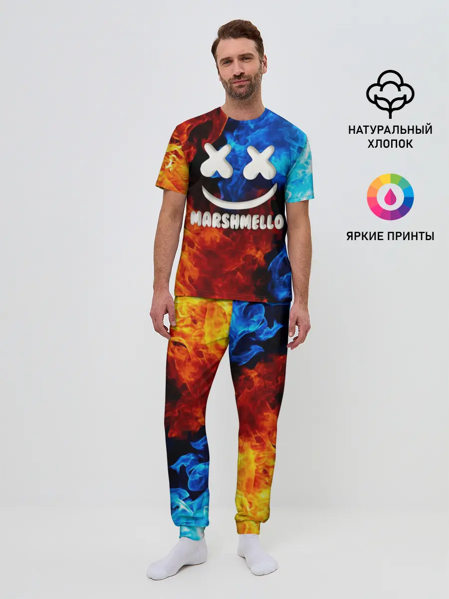 Мужская пижама с брюками / Marshmello Fire