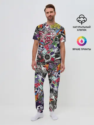 Мужская пижама с брюками / Stickerbombing New York
