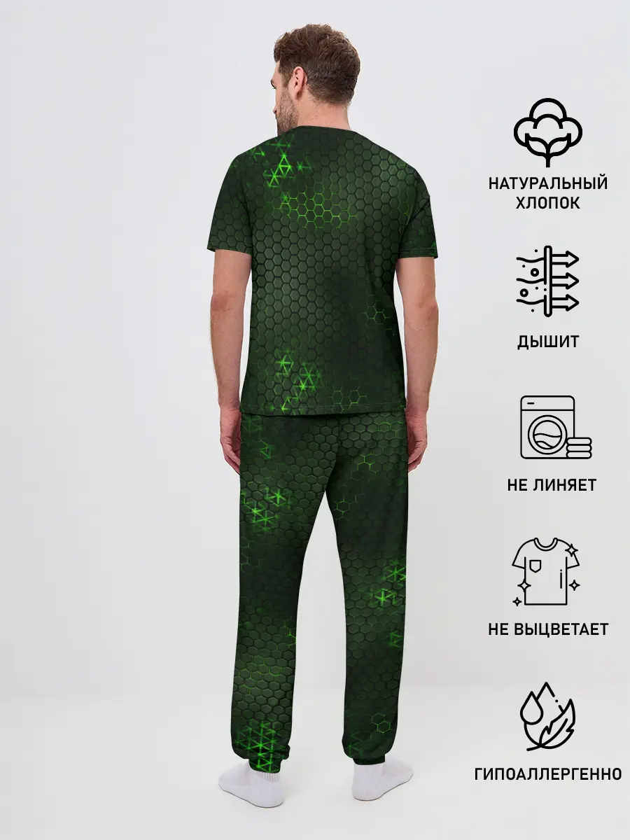 Мужская пижама с брюками / ЗЕЛЕНАЯ БРОНЯ / GREEN STEEL