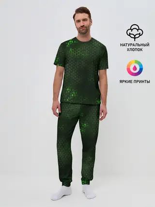 Мужская пижама с брюками / ЗЕЛЕНАЯ БРОНЯ / GREEN STEEL