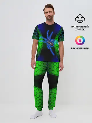 Мужская пижама с брюками / Паук на ночной охоте