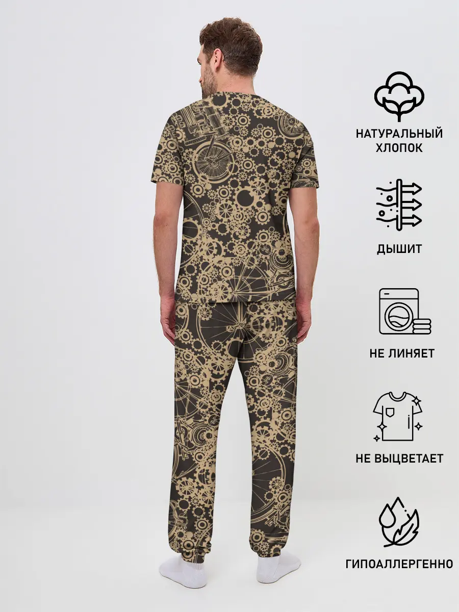 Мужская пижама с брюками / Ретро велосипеды