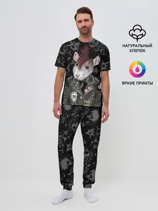 Мужская пижама с брюками / Крыса в косухе