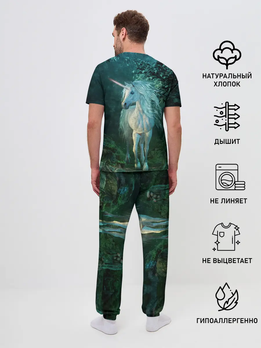 Мужская пижама с брюками / Единорог