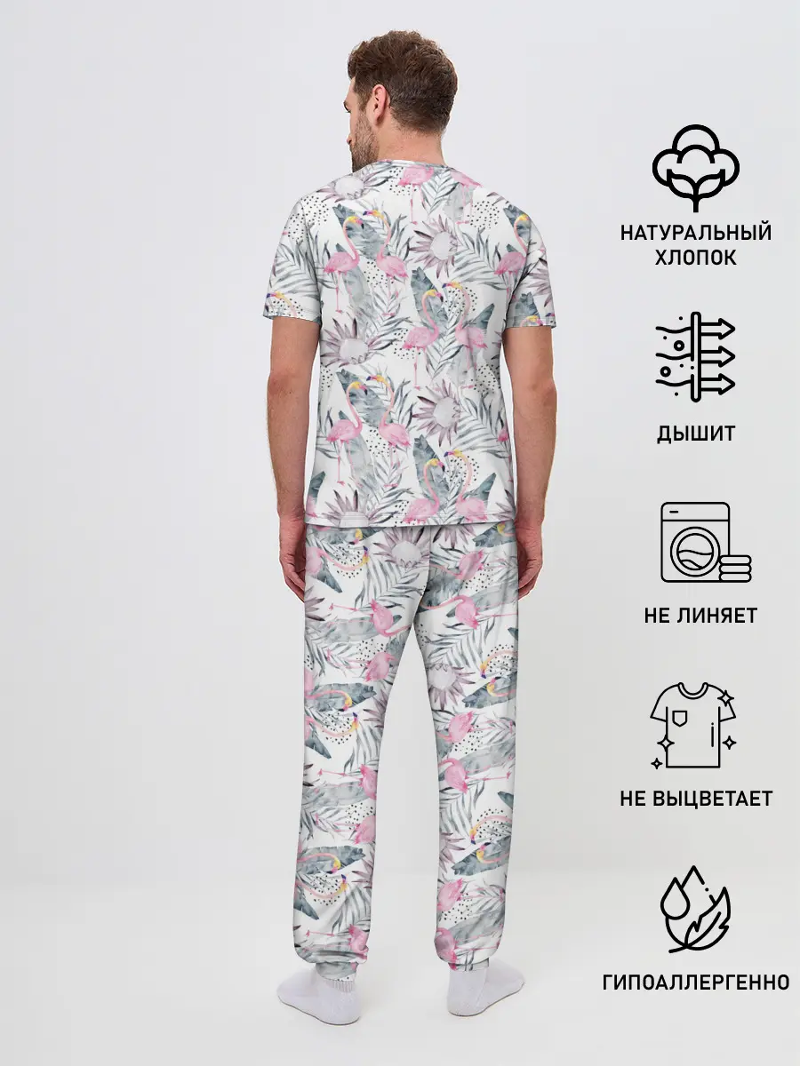 Мужская пижама с брюками / Фламинго