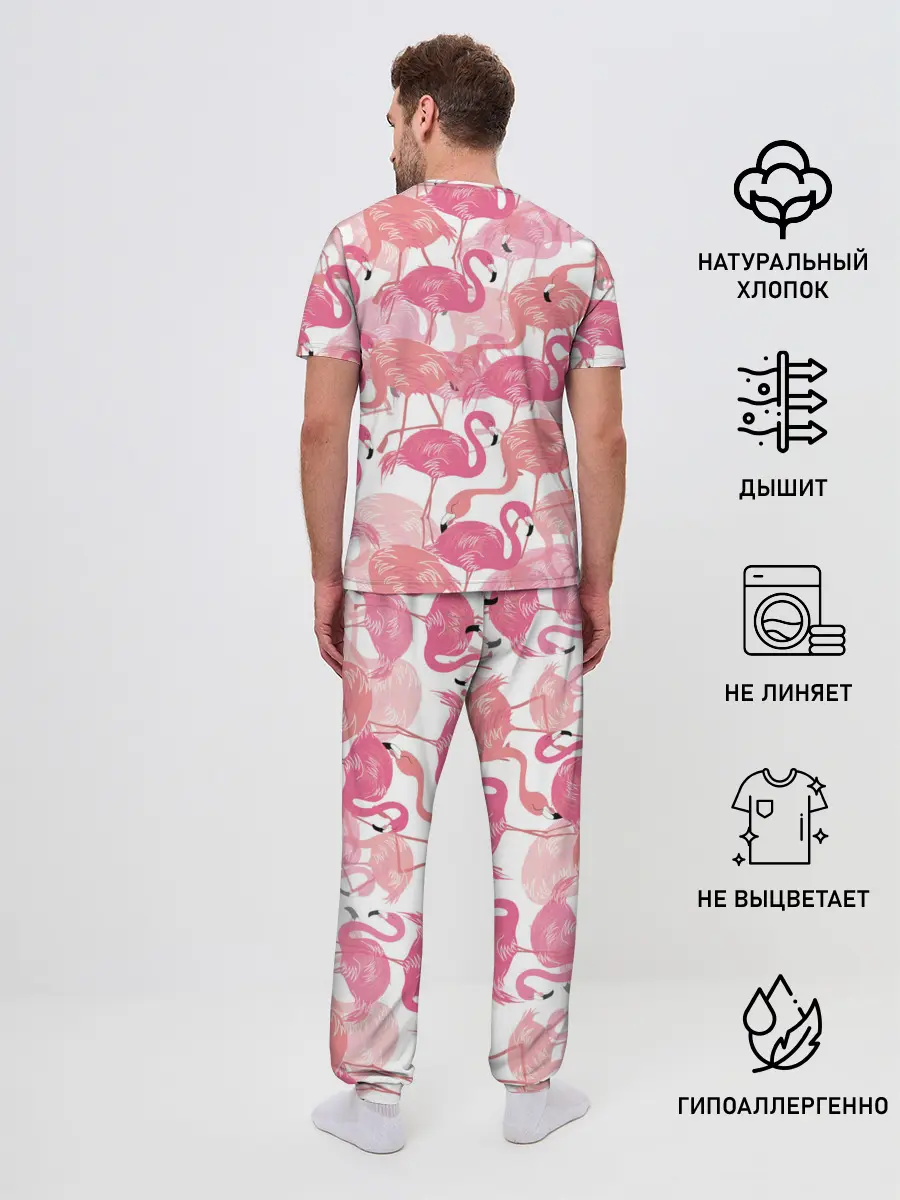 Мужская пижама с брюками / Фламинго