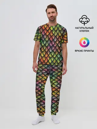 Мужская пижама с брюками / Чешуя дракона