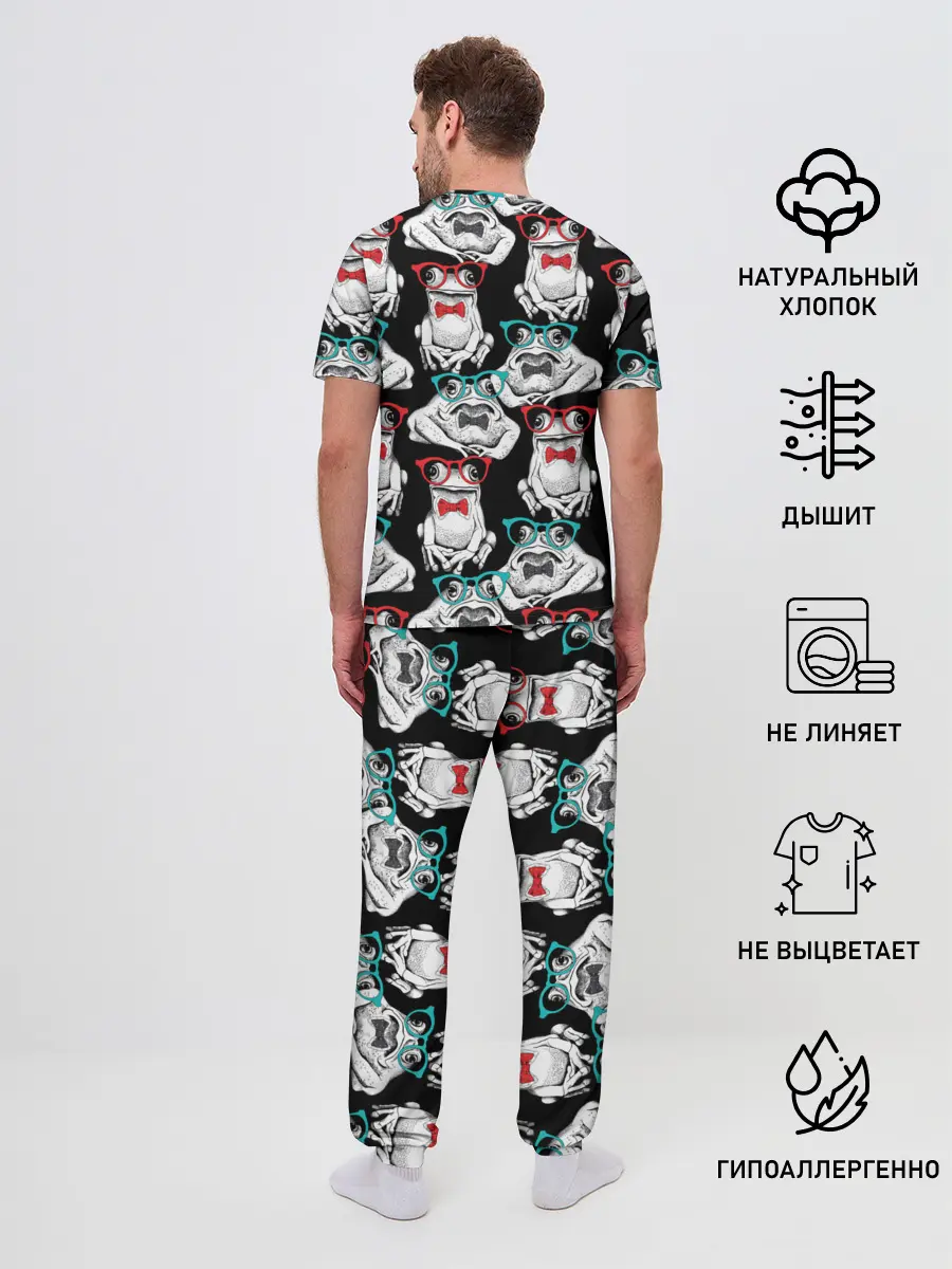 Мужская пижама с брюками / Лягушки в очках