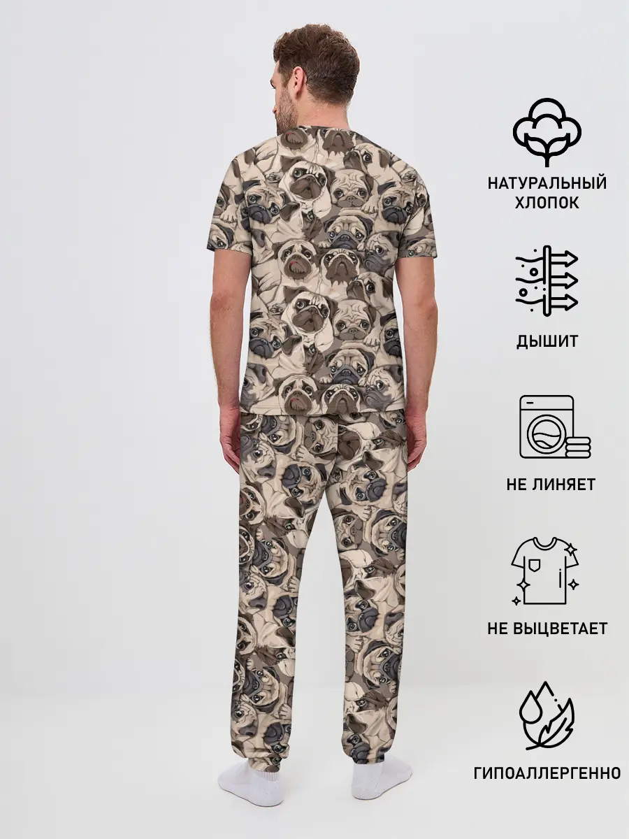Мужская пижама с брюками / Мопсы