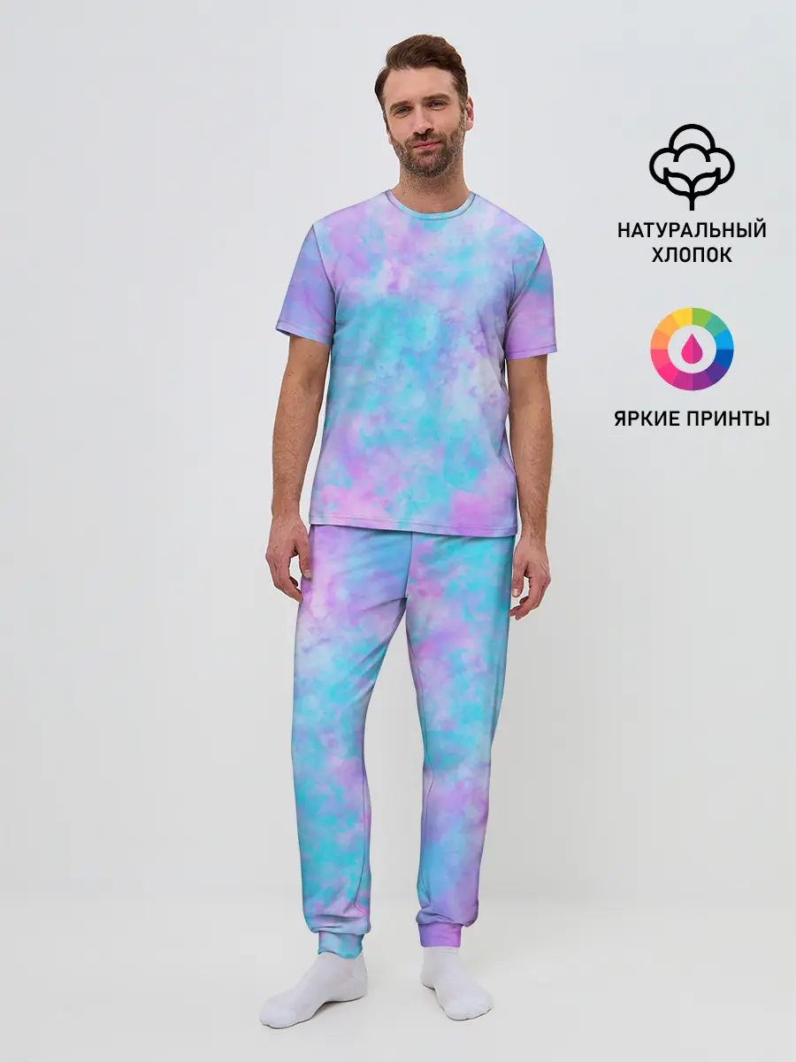 Мужская пижама с брюками / Мрамор Tie Dye