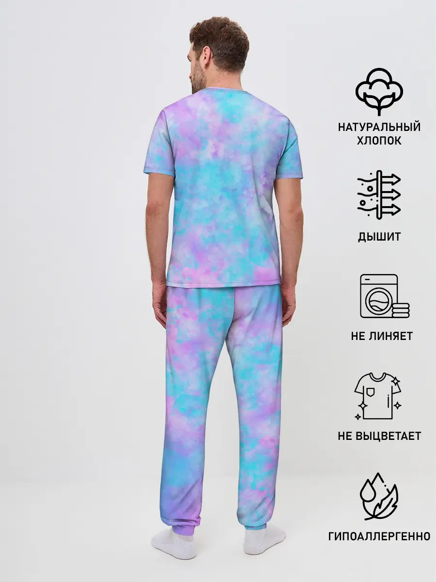Мужская пижама с брюками / Мрамор Tie Dye