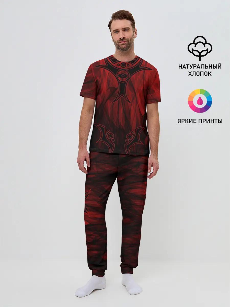 Мужская пижама с брюками / Red-n-black okto