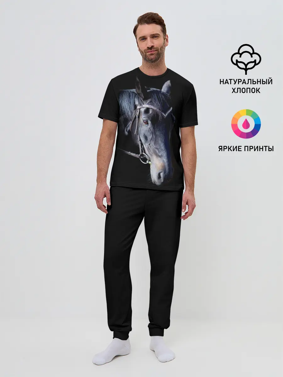 Мужская пижама с брюками / Конь вороной