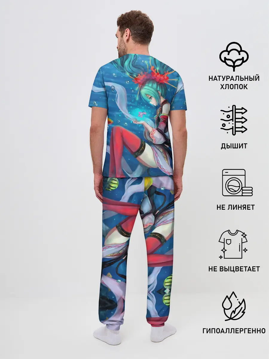 Мужская пижама с брюками / Hatsune Miku в чулках
