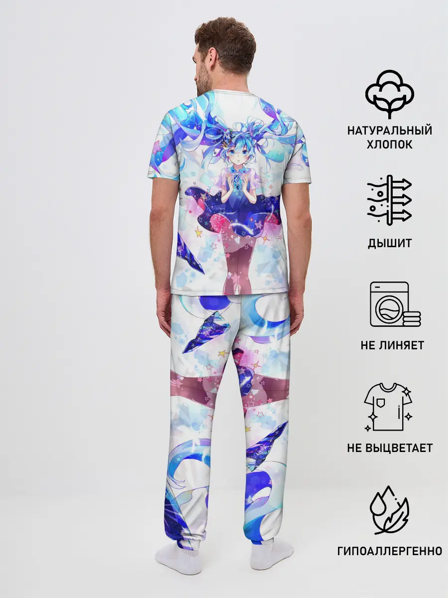 Мужская пижама с брюками / Хацуне Мику на красочном фоне