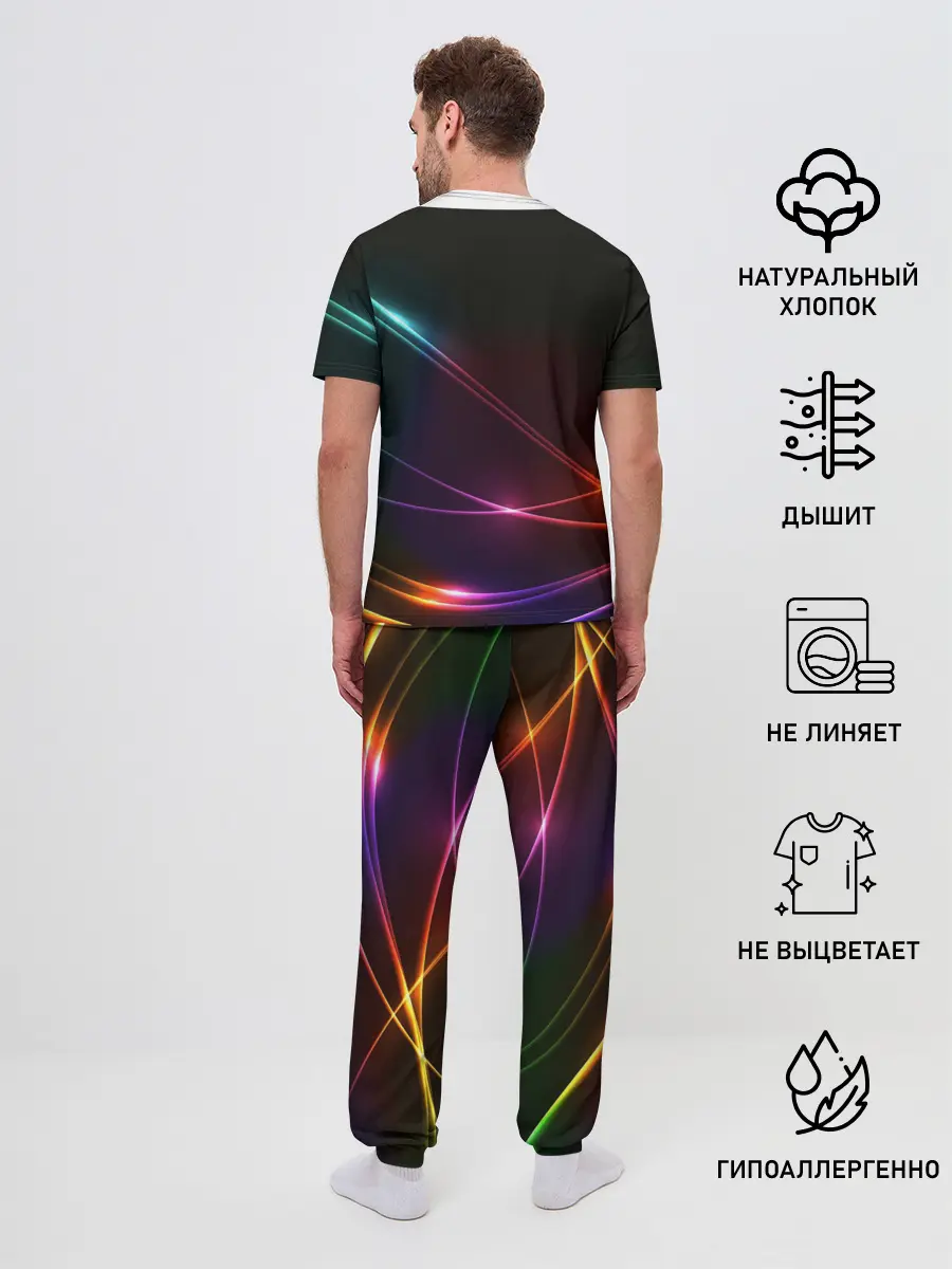 Мужская пижама с брюками / Неоновые Линии