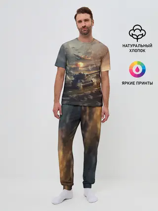 Мужская пижама с брюками / Танки