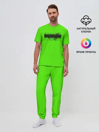 Мужская пижама с брюками / Гранж зеленый