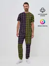 Мужская пижама с брюками / желто-фиолетовые иероглифы