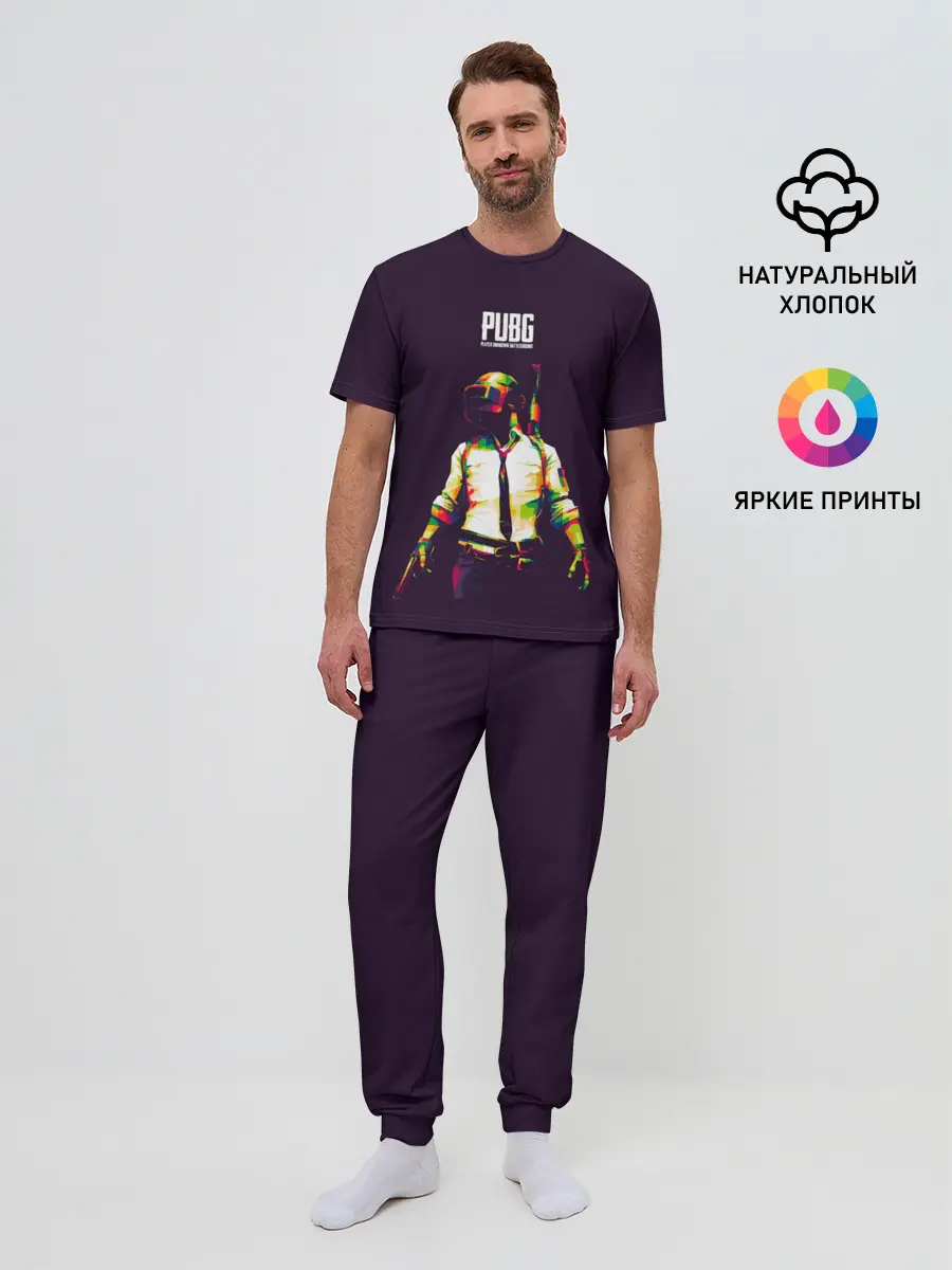 Мужская пижама с брюками / PUBG. Lowpoly