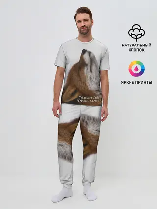 Мужская пижама с брюками / Лиса Главное фыр-фыр