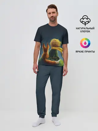 Мужская пижама с брюками / Маленький принц с лисой