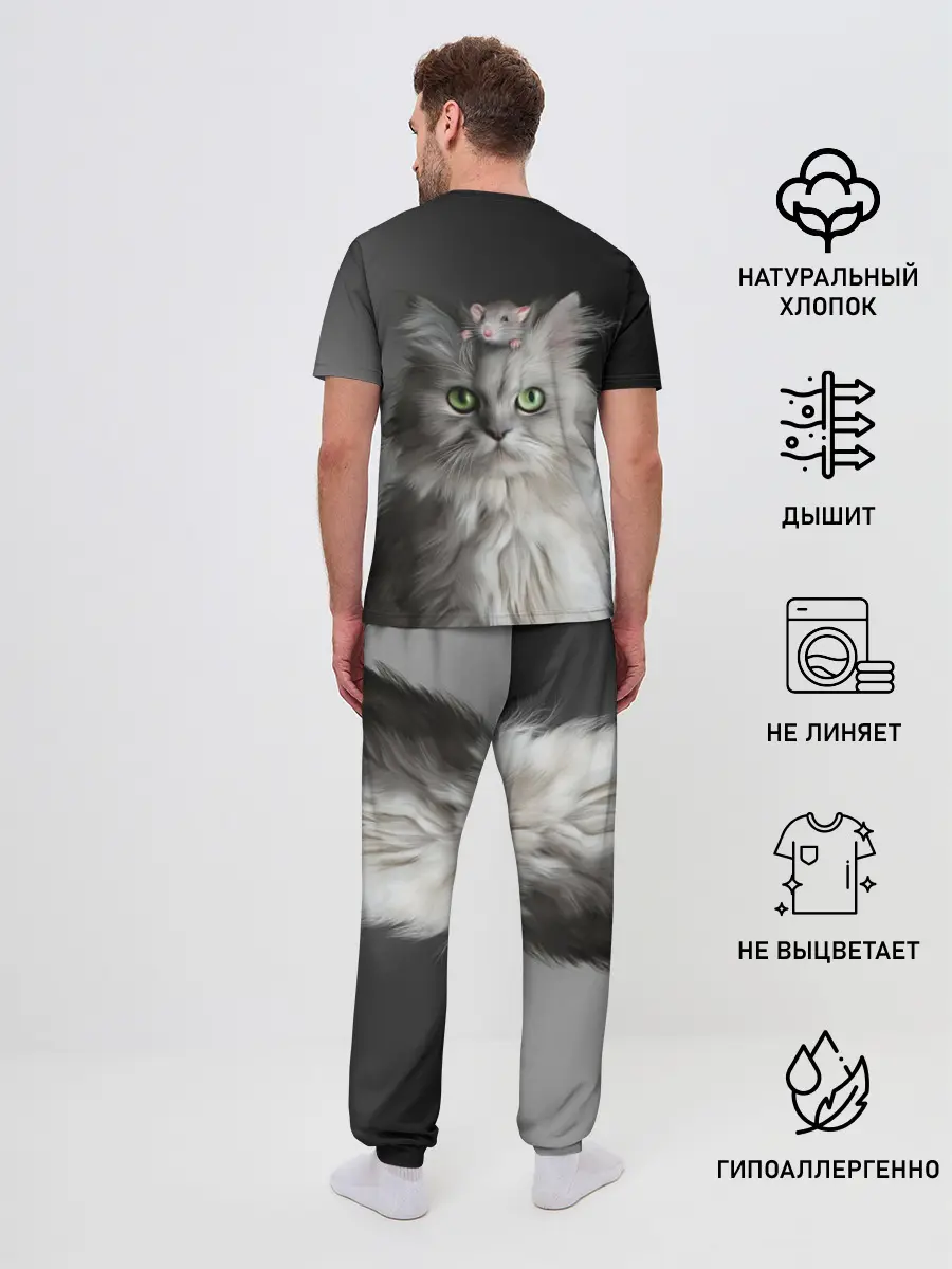 Мужская пижама с брюками / Кот и мышка