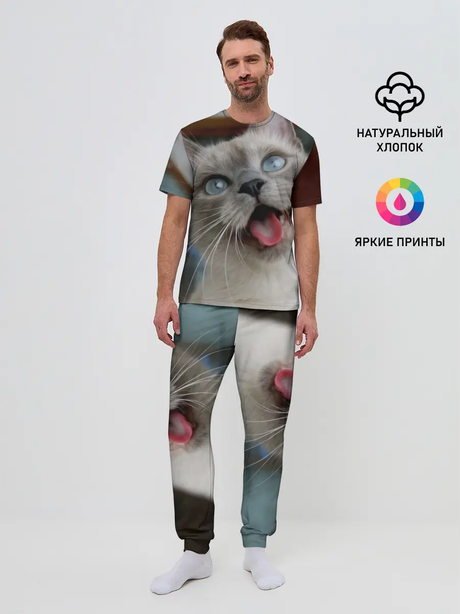 Мужская пижама с брюками / Сиамский котенок