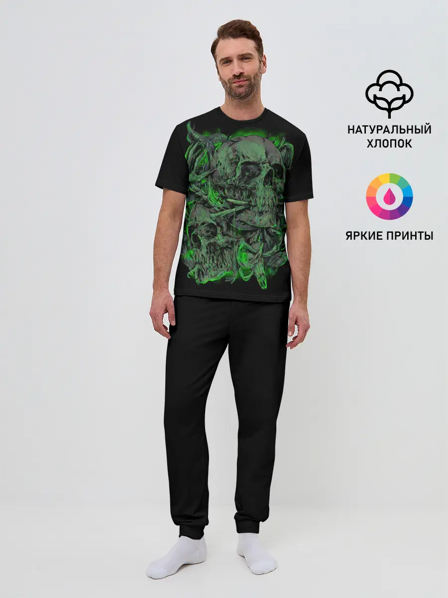 Мужская пижама с брюками / Черепа