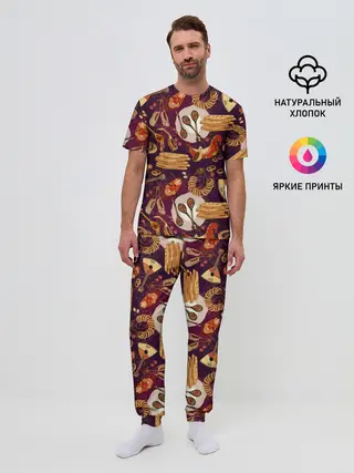 Мужская пижама с брюками / Русские блины