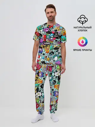 Мужская пижама с брюками / Стикерпак