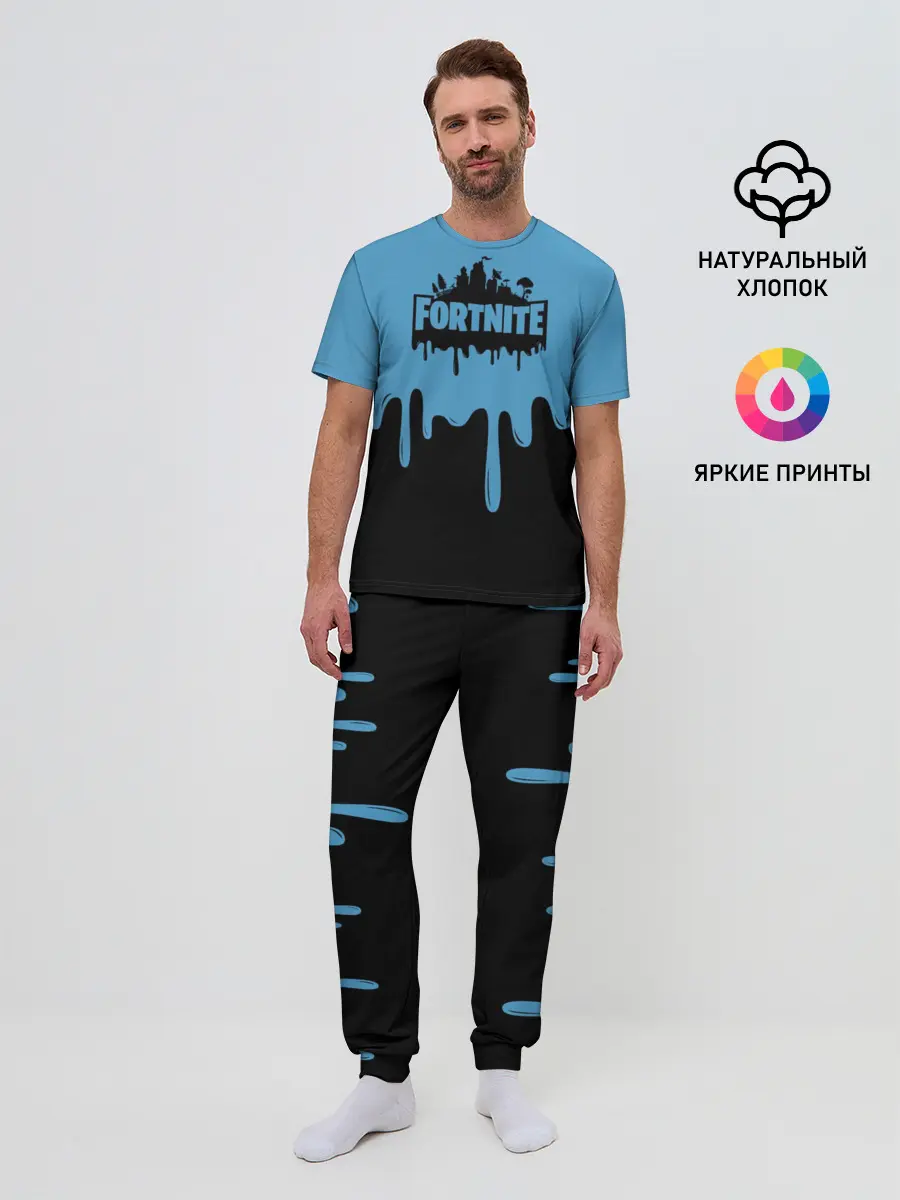Мужская пижама с брюками / FORTNITE - Black&Blue